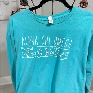 Women's Teal XL Alpha Chi Omega Long-Sleeved T-Shirt